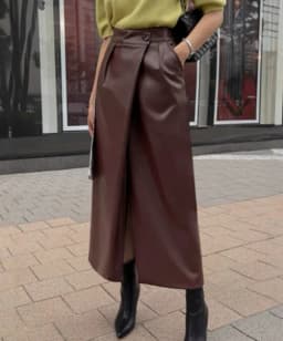 Fashion Women's Pu Leather Skirts 2026 Autumn and Winter New High-waisted Split Long Skirt