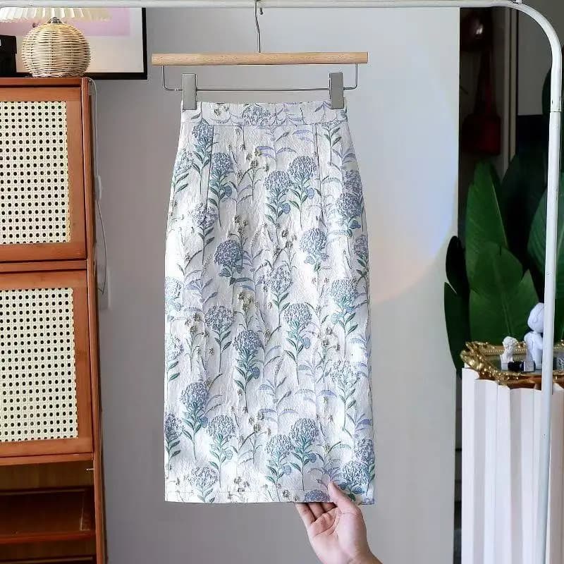 Retro Floral Oil Painting Style High Waist Half Skirt mid Length A-Line Skirt for Women Spring Summer New Arrival