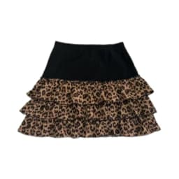 High Waist Short Skirt Splicing Y2K Millennium Puffy Cake Half Body Leopard Print Subculture Slimming A-Line Skirt