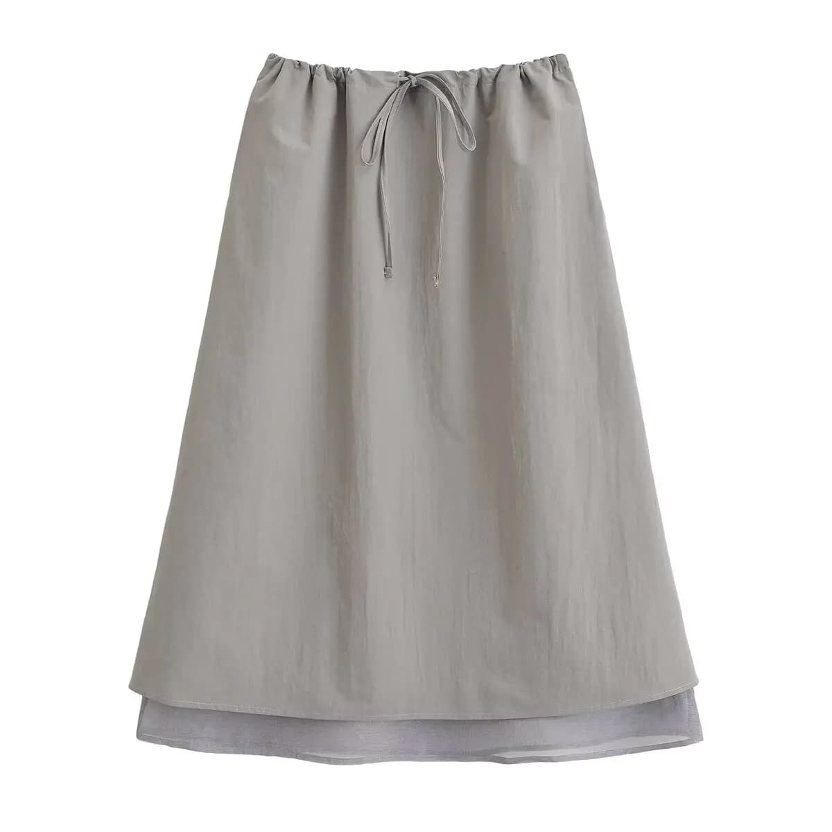 AOMO 2026 Women Gray Patchwork Skirt Strethy Waist Female Skirts QN151