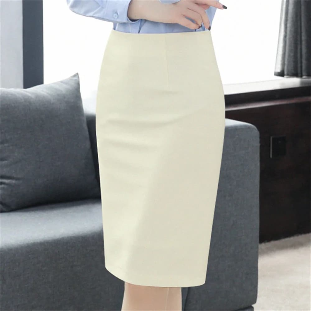 New Fashion Korean Spring Autumn Elegant Women's Pencil Skirt OL Style High Waist Knee Length Work Office Bodycon Skirt XS-4XL