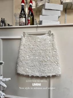Fashion Clothing Юбка Ropa Mujer Autumn A Line High Waist Falda Heavy Industry White Sequined Skirt Юбки Korean