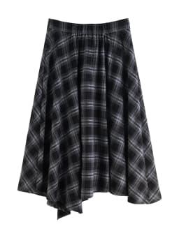 ZIQIAO 2025 Women's Retro Plaid A-Line Skirt - High Waist Flared Swing Midi Skirt with Pleated Detail for Office Casual​
