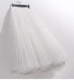 Summer High Waist Long Tulle Skirts for Women Solid Color A-Line Tutu Mesh Clothing Spring Autumn Female Pleated Skirts