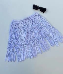 Beachapche Hand Crochet Tassel Mini Skirts Women Fashion Sexy Side High Knitted Beach Cover Ups Casual