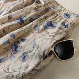 Cotton and Linen Print Ethnic Style Skirt Women's Summer New Korean Style High Waist Loose Elegant Casual Lace-Up A- Line Skirt