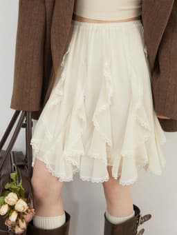 CHIC VEN Korean Women Skirts A Line Loose Casual New High Waist Irregular Lace Half Length Female Skirt Spring Summer 2025