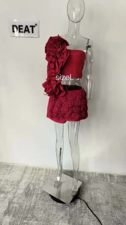 DEAT Trendy Fashion Women's 3D Flower Mini Skirts 2026 Spring New Items High Waist Wrap Hip Solid Color Skirt Female 11XX8807