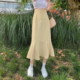 2025 New Summer Ruffled Formal Skirts Women Fashion Elegant High Waist Black White Long Mermaid Skirt Female