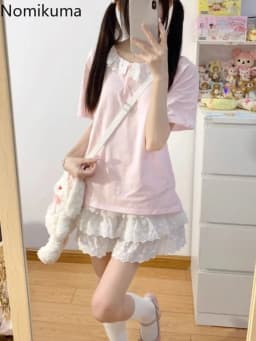 Cute Skirts Women's Clothing Japanese Sweet Jupe High Waist A-line Summer Saia 2025 Faldas Mujer De Moda Lace Bow Mini Skirt