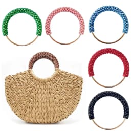 Fashion Pearl Women's Handbag Handles DIY Braided Bead Accessories For Handbags Handmade Metal Round Purse Frame For Bags Patrs