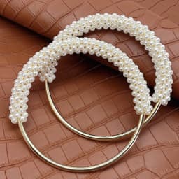 Fashion Pearl Women's Handbag Handles DIY Braided Bead Accessories For Handbags Handmade Metal Round Purse Frame For Bags Patrs