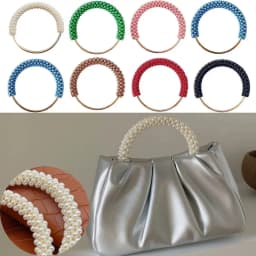 Fashion Pearl Women's Handbag Handles DIY Braided Bead Accessories For Handbags Handmade Metal Round Purse Frame For Bags Patrs