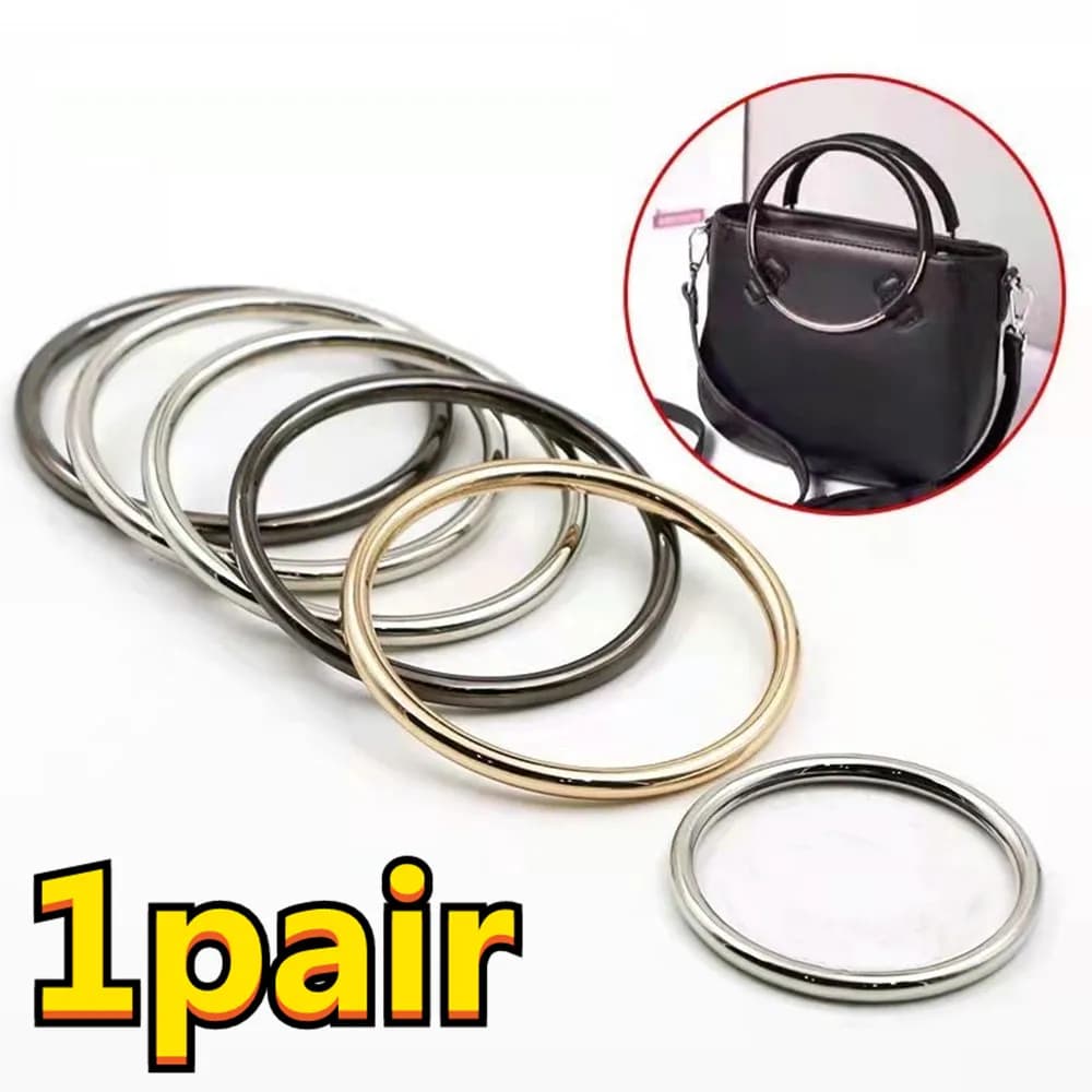 2pcs DIY Metal Round Bag Handle Repalcement Gold Silver Handbag Handles O-ring Tote Handbags Purse Handle DIY Bags Accessories