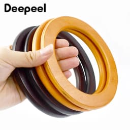 2Pcs Deepeel Natural Wooden Bag Handle Purse HandBags O Ring Handles Purses Round Frame DIY Bags Bracket Replacement Accessories
