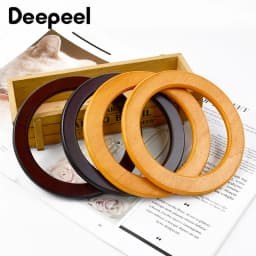 2Pcs Deepeel Natural Wooden Bag Handle Purse HandBags O Ring Handles Purses Round Frame DIY Bags Bracket Replacement Accessories
