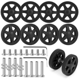 8Pcs Black Suitcase Wheels W/H Screw Replacement Wheel for Luggage Wear-resistant Trolley Repair Wheel 50mm Axles Caster Parts