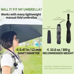 AIR BY TOP Umbrella Clip, Hands Free Umbrella Holder for Backpack Strap, Outdoor Hiking Travel Umbrella Mount