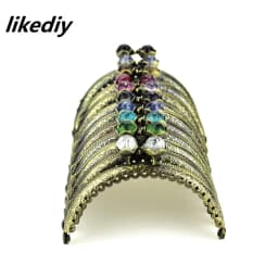 10 Pcs/Lot 8.5 CM Antique Bronze Metal Purse Frame Semicircle Lotus Head Coral Beads Kiss Clasp DIY Bag Accessories