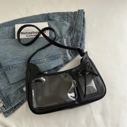 Y2K Cute Bow Ita Bag Girl Transparent Messenger Bag Women Fashion Shoulder Crossbody Bag Ladys DIY Badge Tote Bag Lolita Handbag