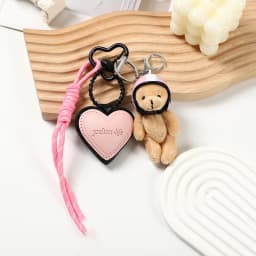 Mini Bear Handmade Leather Keychain Trendy Handbag Decoration Pendant Fashion Car Dachshund Dog Trinket Bag Charm