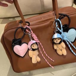 Mini Bear Handmade Leather Keychain Trendy Handbag Decoration Pendant Fashion Car Dachshund Dog Trinket Bag Charm