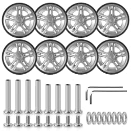 8Pcs Silver Luggage Wheel Replacement with Screw Travel Luggage Wheels Replacement Suitcase Parts 60mm Axles Caster Wheel Repair