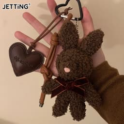 Kawaii Plush Rabbit Keychain Y2K Cute Bunny Stuffed Keyring Backpack Pendant
