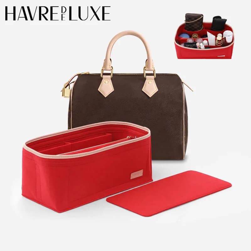Purse Organizer insert for LV speedy25 30 35,tote Bag Organizer,Bag Divider,Felt Organizer Insert,with Zipper Pocke tBag in Bag