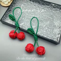 Delicate Cute Woven Ball Bag Decoration, Fashion Woven Cherry Personalized Bag Accessories, Women's Bag Pendant, Holiday Gifts