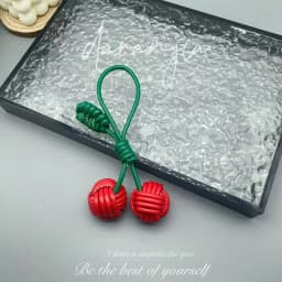 Delicate Cute Woven Ball Bag Decoration, Fashion Woven Cherry Personalized Bag Accessories, Women's Bag Pendant, Holiday Gifts