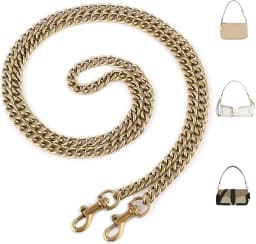 Iron Flat Chunky Gold Chain Strap for Replacement Purse Shoulder Bag Handbag Straps,Compatible with Nolita 19/Tabby 26/Georgie