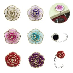 Rose Flower Pattern Bag Hooks Portable Folding Table Hook Clasp Purse Bag Handbag Hooks Hanger Holder