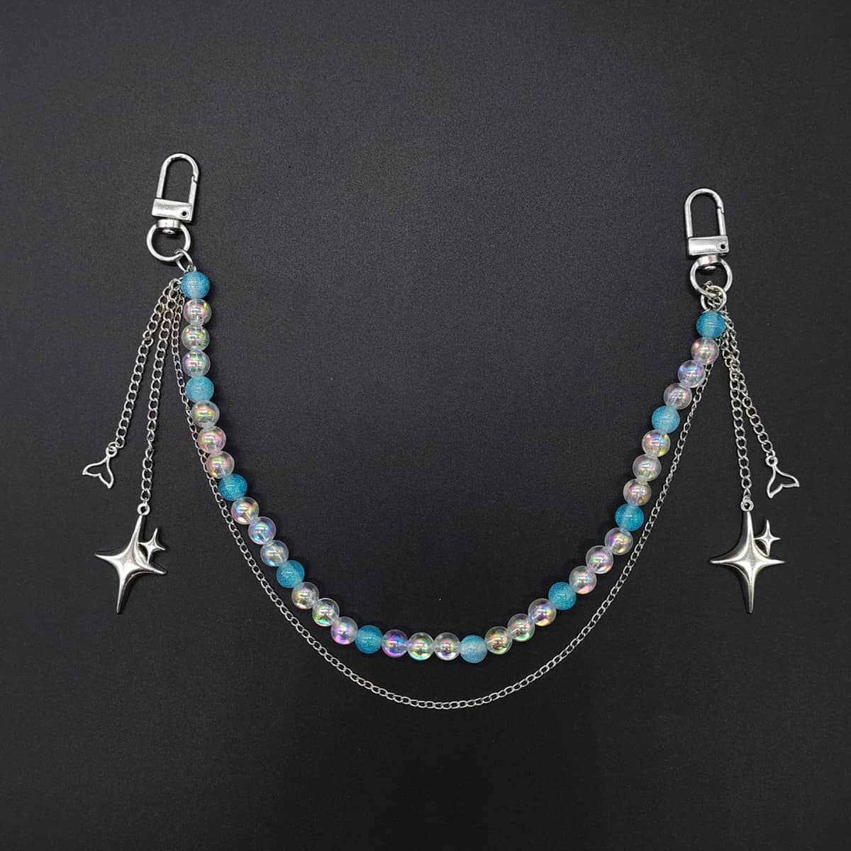 Detachable ITA Bag Double Chain Iridescent Bead Tail Pendant DIY Bag Decorative Chain Pain Bag Charm Fashion Waist Chain