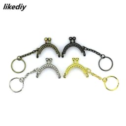 1 Piece 4 CM Half Round Metal Purse Frame Kiss Clasp Lock With Key Ring Bag Accessories