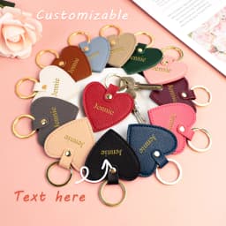 Print name free creative simple gift personalized PU heart-shaped keychain multi-color car keychain bag pendant