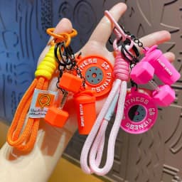 Fitness Series Detachable Barbell Plates Keychain with Simulation Dumbbells And Water Cup Keyring Creative Detachable Pendant