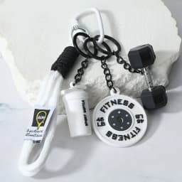 Fitness Series Detachable Barbell Plates Keychain with Simulation Dumbbells And Water Cup Keyring Creative Detachable Pendant