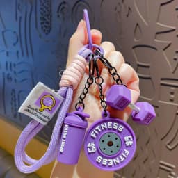 Fitness Series Detachable Barbell Plates Keychain with Simulation Dumbbells And Water Cup Keyring Creative Detachable Pendant