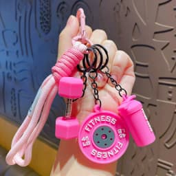 Fitness Series Detachable Barbell Plates Keychain with Simulation Dumbbells And Water Cup Keyring Creative Detachable Pendant