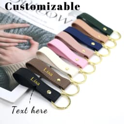 Custom Name Solid Color Safayano Pattern PU Leather Family Key Chain Christmas Birthday Gift Car Key Chain