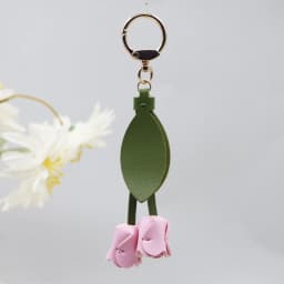 Fashion Tulip Bag Decoration PU Leather Leaf Flower Key Chain, Fashion Cute Charm Creative Bag Pendant For Family/Friends Gift