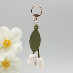 Fashion Tulip Bag Decoration PU Leather Leaf Flower Key Chain, Fashion Cute Charm Creative Bag Pendant For Family/Friends Gift