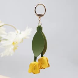 Fashion Tulip Bag Decoration PU Leather Leaf Flower Key Chain, Fashion Cute Charm Creative Bag Pendant For Family/Friends Gift