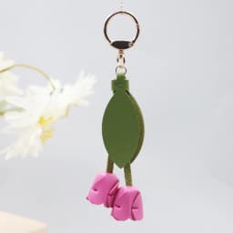 Fashion Tulip Bag Decoration PU Leather Leaf Flower Key Chain, Fashion Cute Charm Creative Bag Pendant For Family/Friends Gift