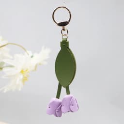Fashion Tulip Bag Decoration PU Leather Leaf Flower Key Chain, Fashion Cute Charm Creative Bag Pendant For Family/Friends Gift