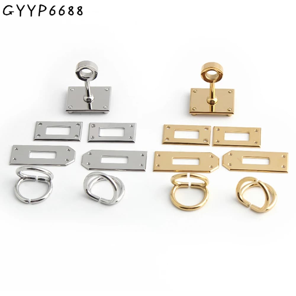 1/5Sets Stainless Steel Metal Rectangle Hanger Clasp Locks For DIY Craft Handbags Purse Bags Belt Buckles Hardware Accessories