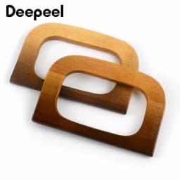 Deepeel 2/4Pcs 12-18cm Natural Wooden Handbag Handle D-ring Frame Handles for Purse Woven Bag DIY Luggage Crafts Accessories