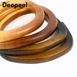 Deepeel 2/4Pcs 12-18cm Natural Wooden Handbag Handle D-ring Frame Handles for Purse Woven Bag DIY Luggage Crafts Accessories