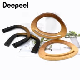 Deepeel 2/4Pcs 12-18cm Natural Wooden Handbag Handle D-ring Frame Handles for Purse Woven Bag DIY Luggage Crafts Accessories